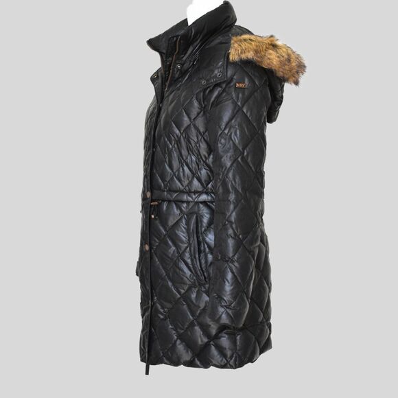 ANDREW MARC Kava Faux Fur Trim Quilted Down Drawstring Parka Coat Size XS - Picture 4 of 11